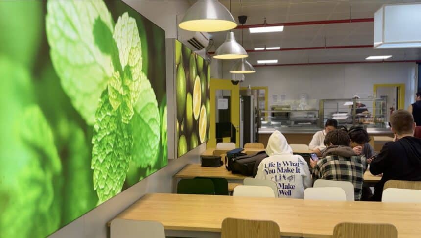 Students enjoying nutritious meals in the refectory at St. Dominic's International School, highlighting the school's commitment to healthy eating.